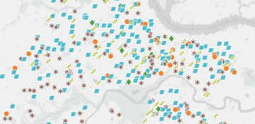 TextureMap points applied to a map of schools in Philadelphia